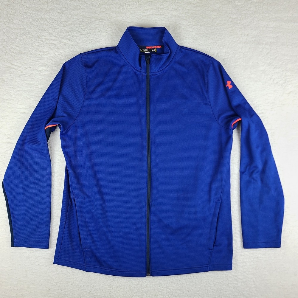 Under Armour Jacket Sweater Mens XL Blue Loose Full Zip Performance Tech Golf